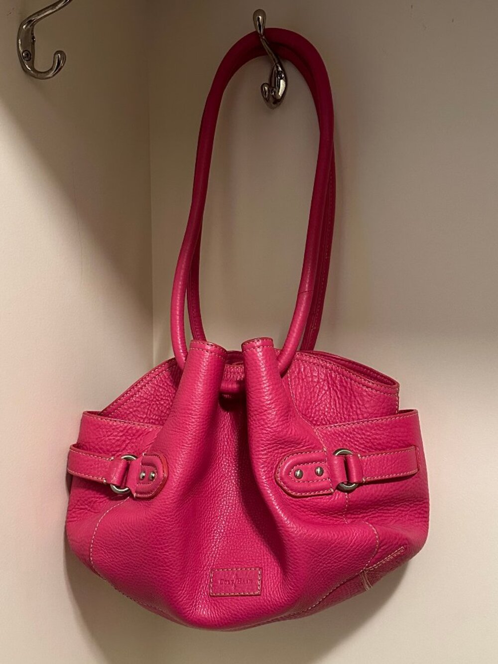 Cole Haan Pebbled Leather Pink Purse Satchel Double Handle